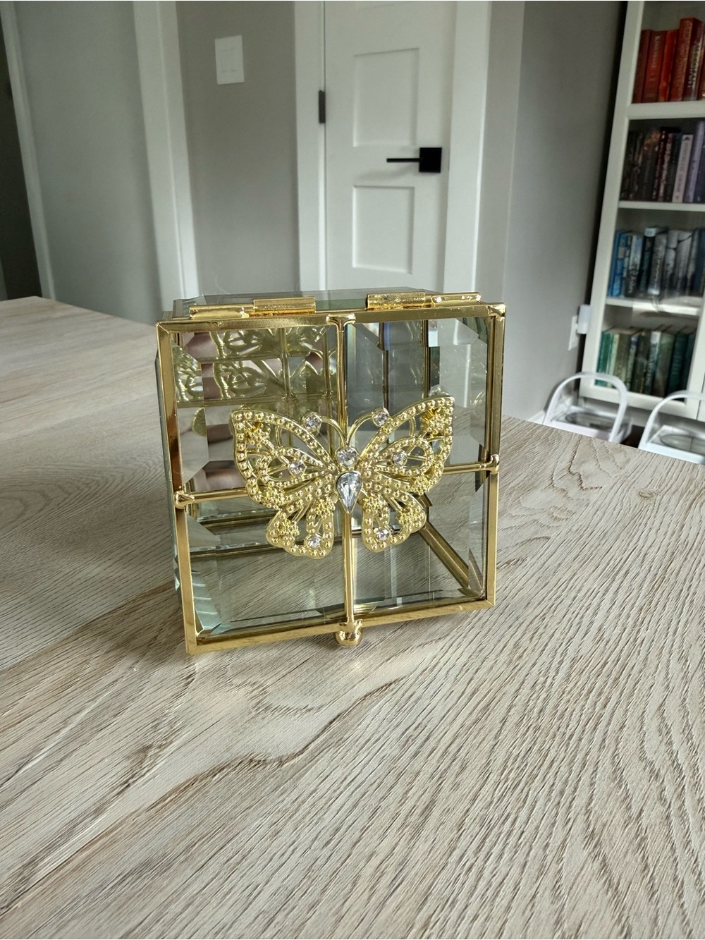 Gold Glass Butterfly Jewelry Box - Rachel ashwell